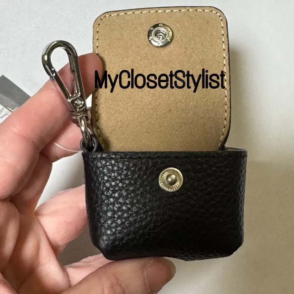 NWT BANDOLIER Black Pebbled Leather airPods Case SILVER Version!